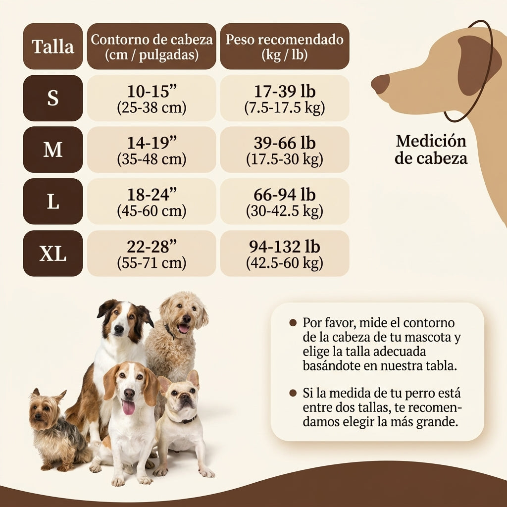 Guía de tallas de las orejeras Calmora