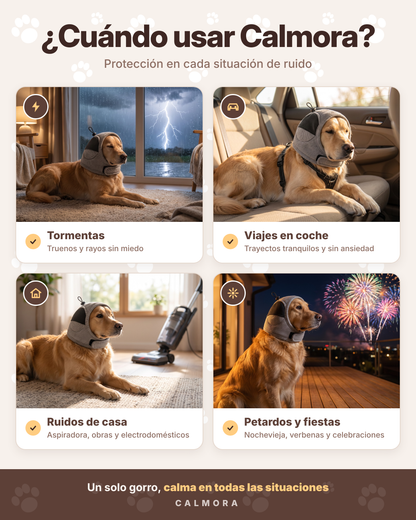 Cuándo usar Calmora: tormentas, viajes en coche, ruidos de casa y petardos